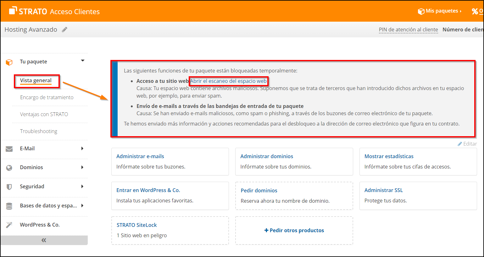 Vista general - Abrir el escaneo del espacio web Vista general - Abrir el escaneo del espacio web