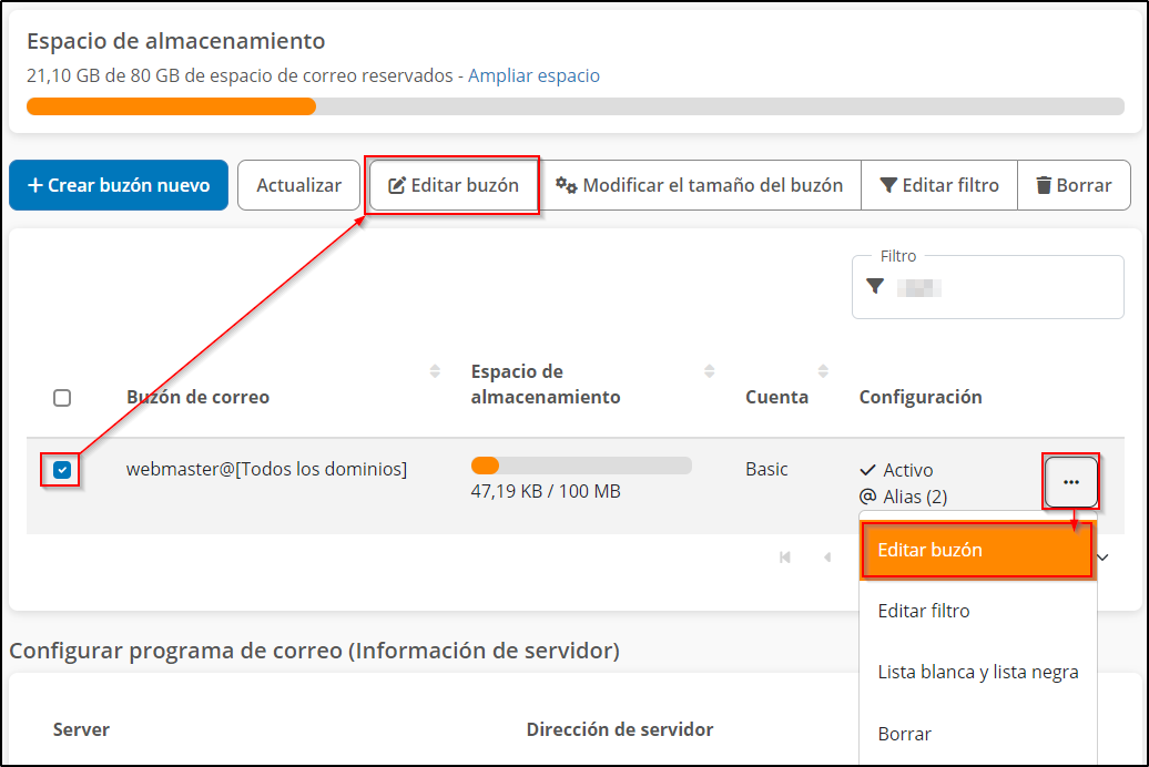 Editar buzon Editar buzon