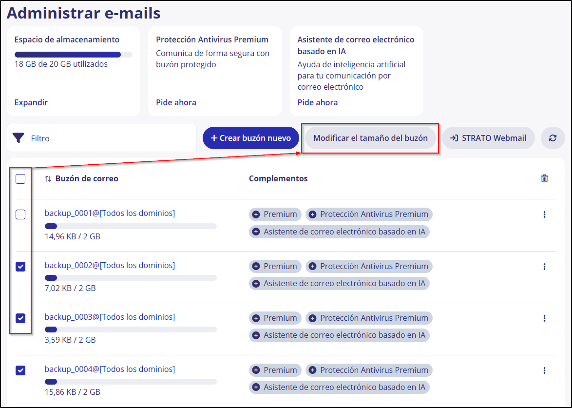 correo flexible 03 selecciona todos los buzones