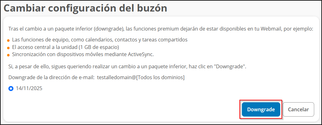 Confirmar Downgrade Premium Confirmar Downgrade Premium