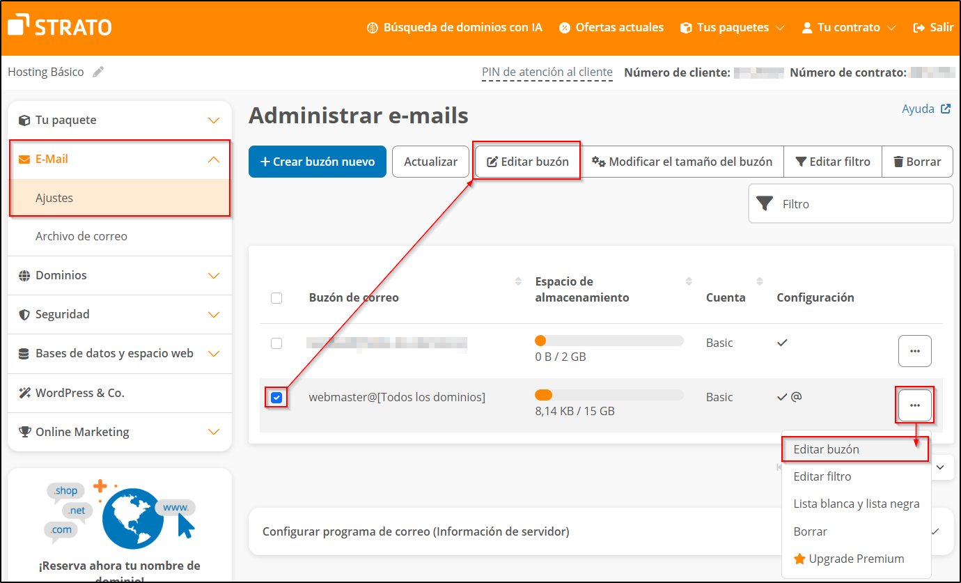 Editar buzón Editar buzón