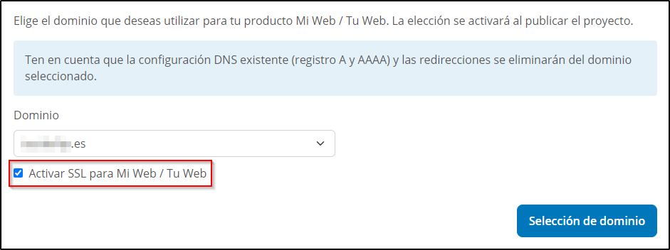 SiteWeb Determinar dominio SSL SiteWeb Determinar dominio SSL