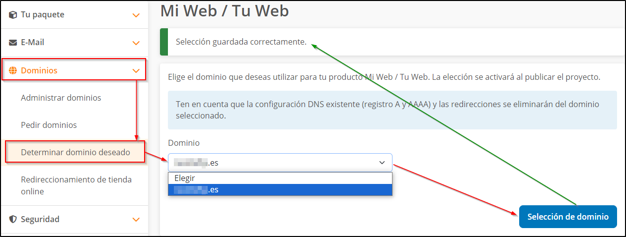SiteWeb Determinar dominio deseado SiteWeb Determinar dominio deseado