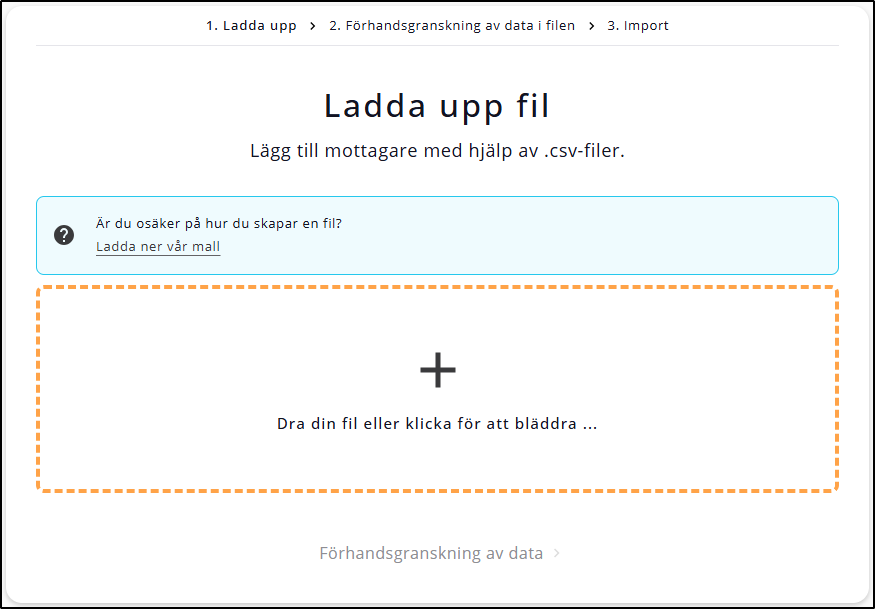 Importera Mottagare Importera Mottagare