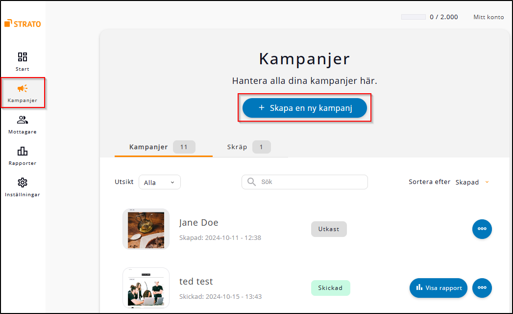 Skapa ny kampanj Skapa ny kampanj
