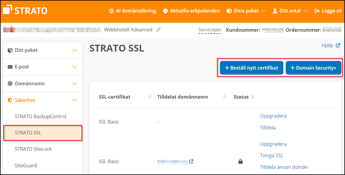STRATO SSL kundinloggning STRATO SSL kundinloggning