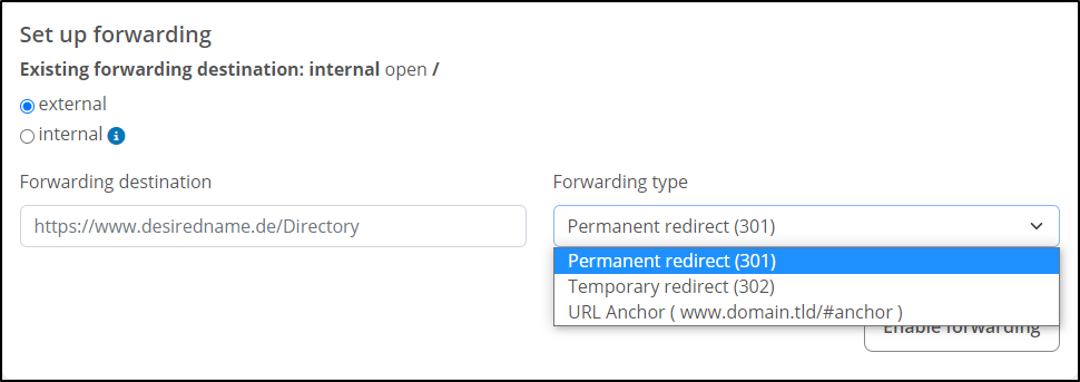 Forwarding type Forwarding type