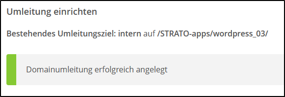 Umleitung eingerichtet