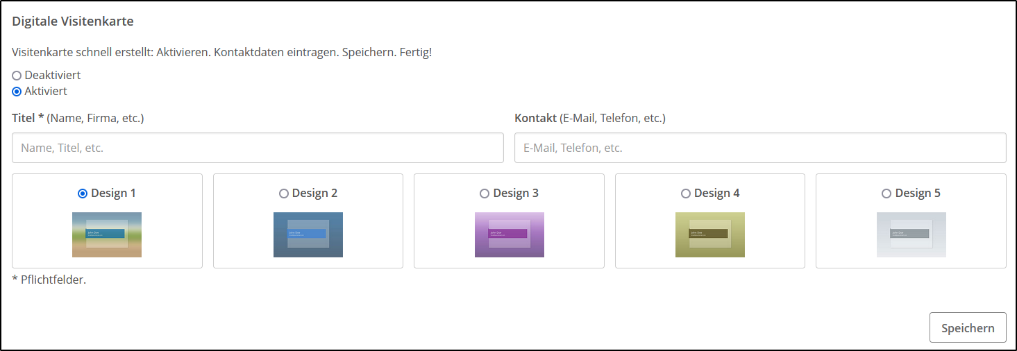 Digitale Visitenkarte Digitale Visitenkarte