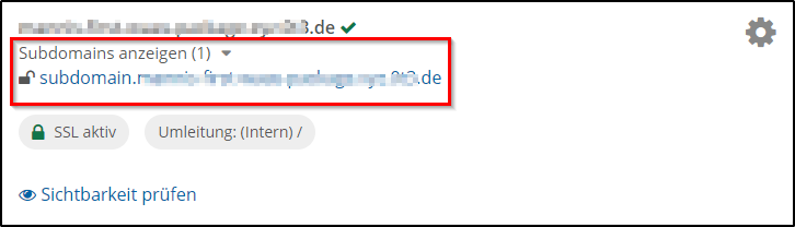 Subdomain verwalten