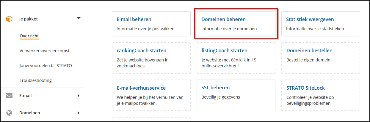 Domeinen beheren Domeinen beheren