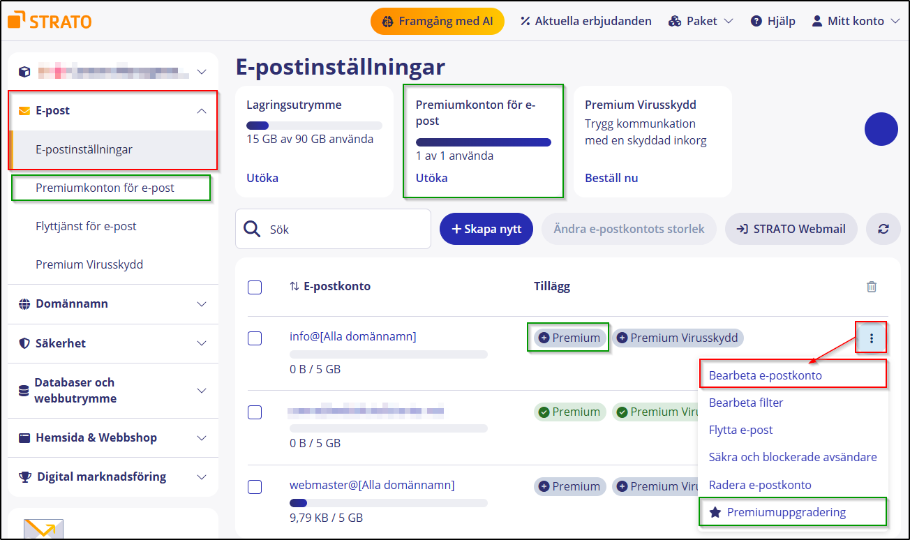 Bearbeta e-postkonto Premium-Uppgradera Bearbeta e-postkonto Premium-Uppgradera