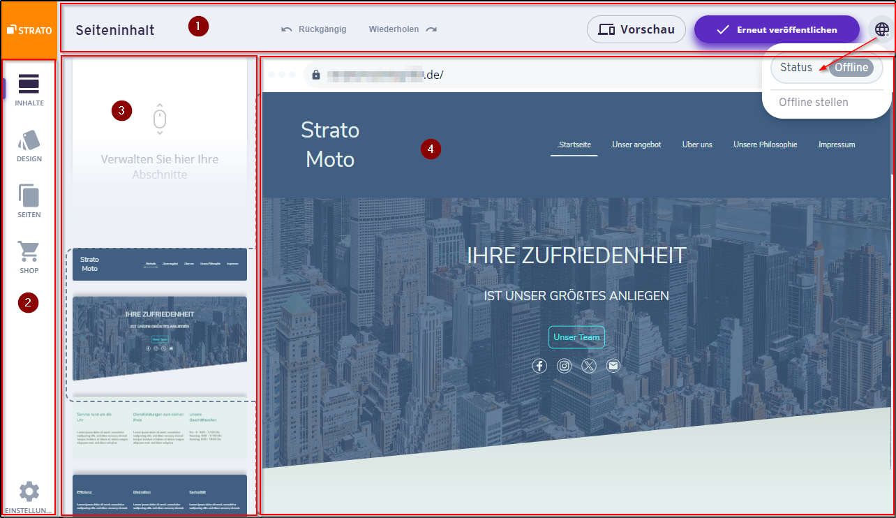 Webseiten-Editor Bereiche Webseiten-Editor Bereiche