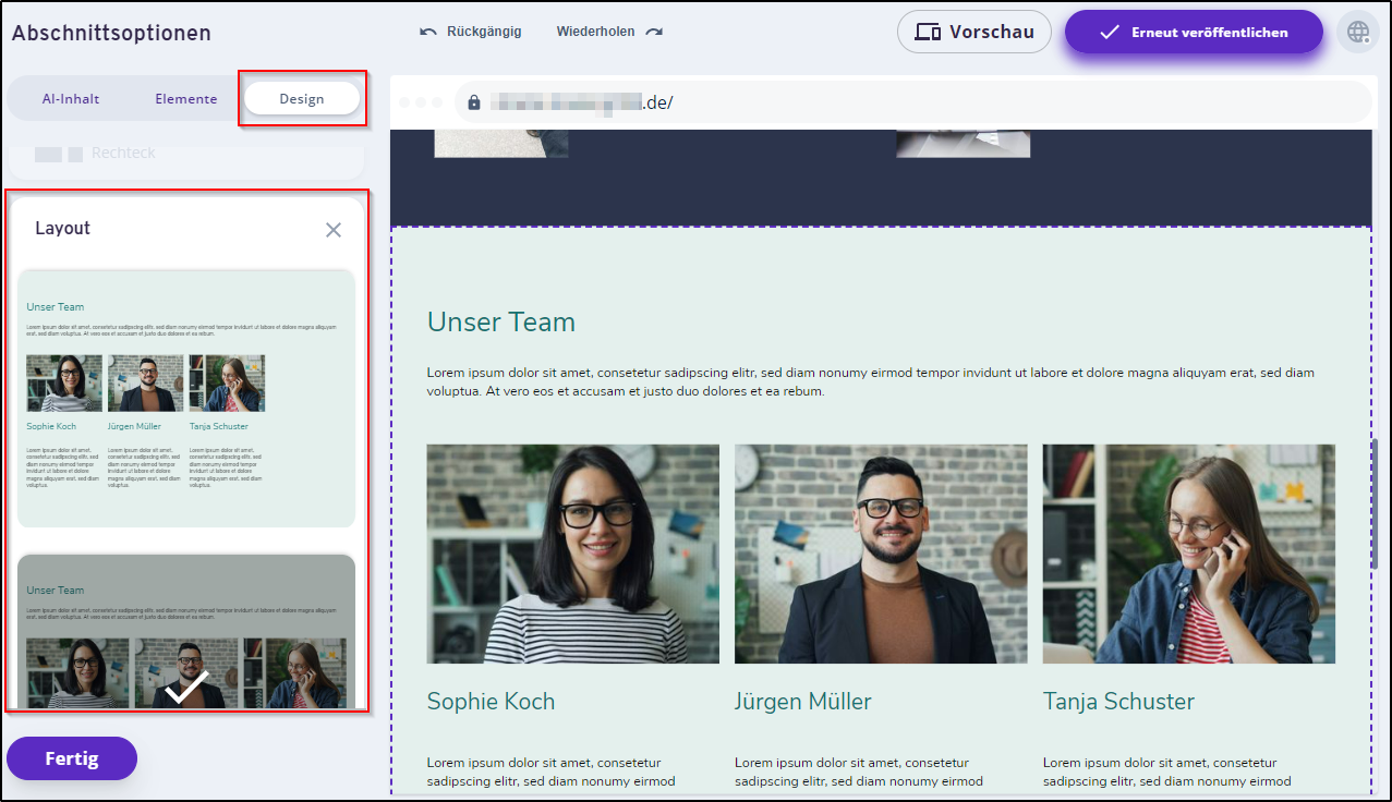 Inhalte - Abschnittslayout Inhalte - Abschnittslayout