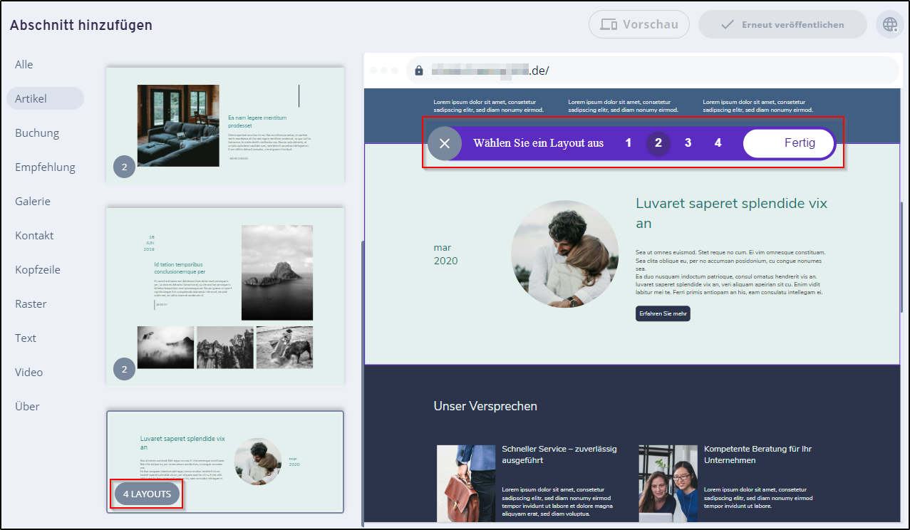 Inhalte - Abschnitt wählen Inhalte - Abschnitt wählen