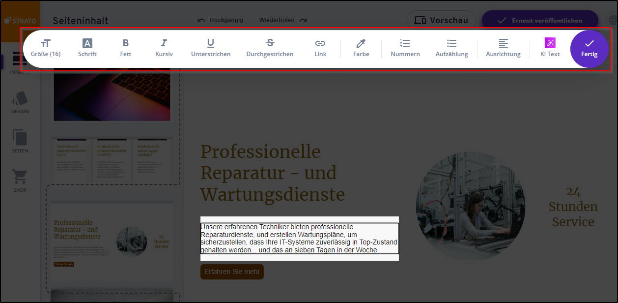 Inhalte Text bearbeiten Inhalte Text bearbeiten