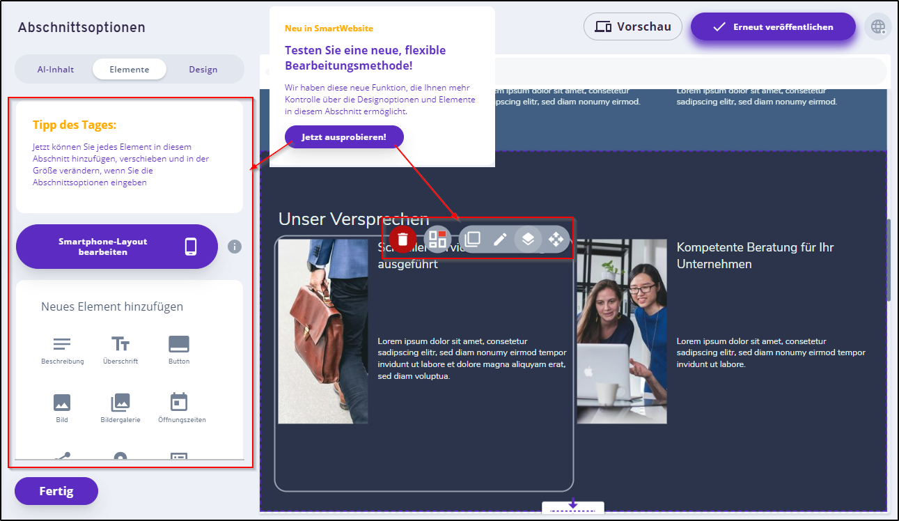 Inhalte - flexible Bearbeitung Inhalte - flexible Bearbeitung