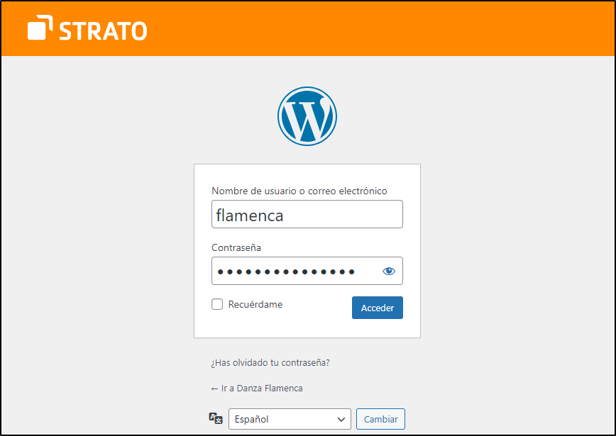 Login WordPress backend Login WordPress backend