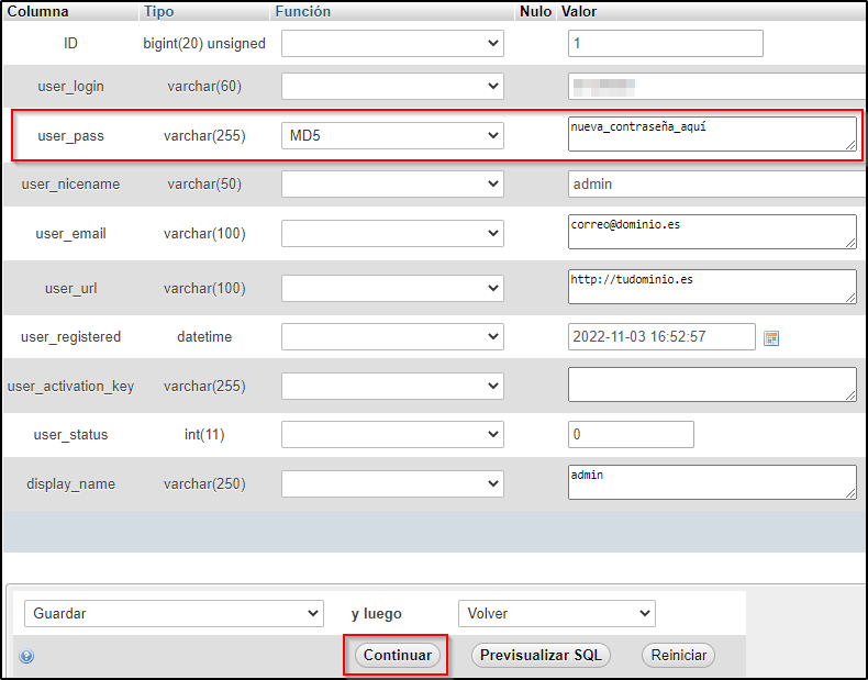 nueva contrasena nueva contrasena
