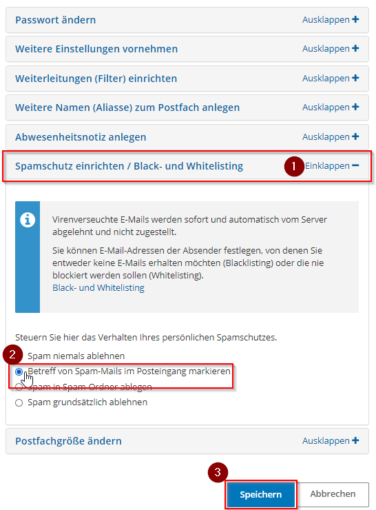 Spamschutz einrichten Spamschutz einrichten