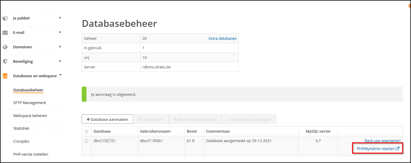 phpMyAdmin-starten phpMyAdmin-starten
