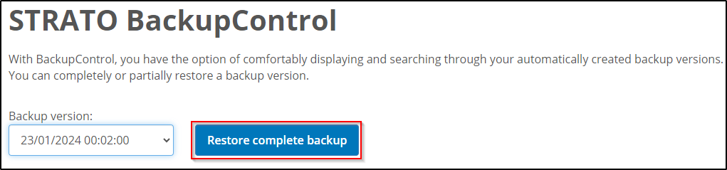 complete Restore complete Restore