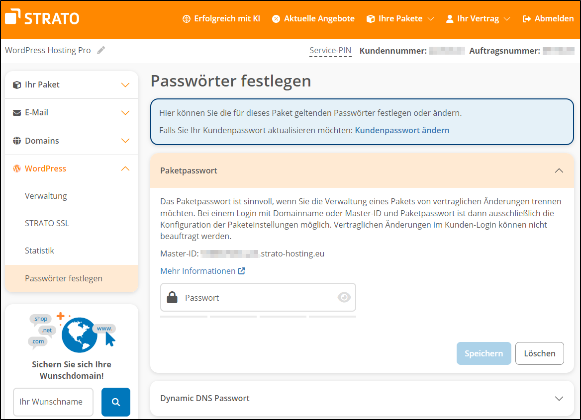 Passwörter festlegen Passwörter festlegen
