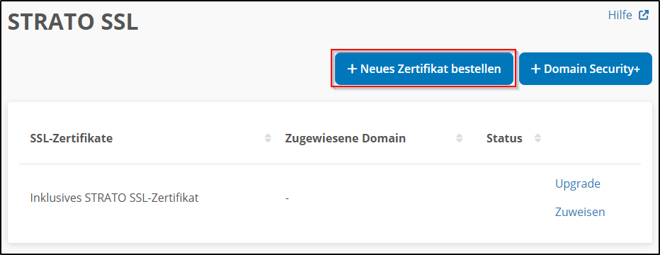 Neues SSL-Zertifikat bestellen Neues SSL-Zertifikat bestellen