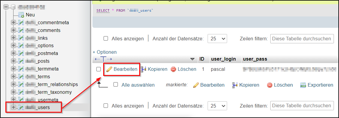 Benutzer bearbeiten Benutzer bearbeiten