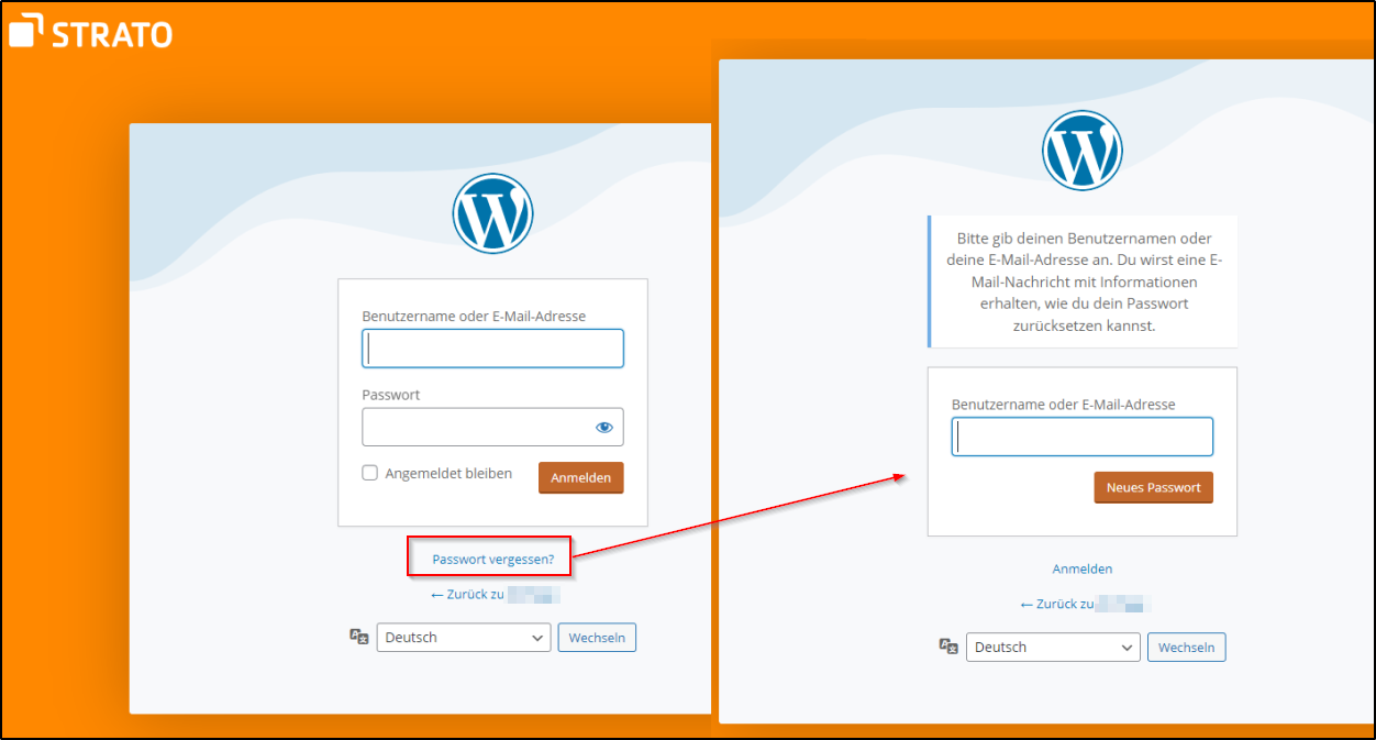 Passwort vergessen Passwort vergessen