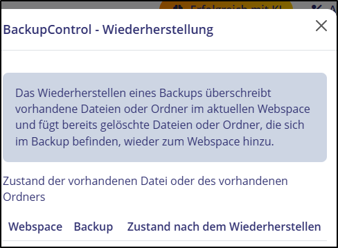 BackupControl-Wiederherstellung BackupControl-Wiederherstellung