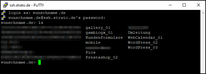 SSH Verzeichnisinhalt SSH Verzeichnisinhalt
