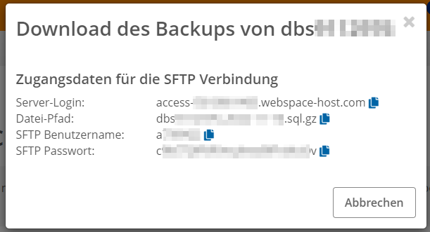 Backup herunterladen
