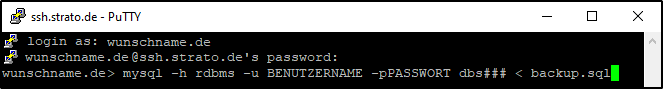 DB Import SSH