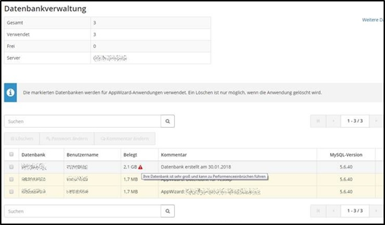 Datenbankgroesse Datenbankgroesse