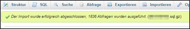 Import erfolgreich Import erfolgreich