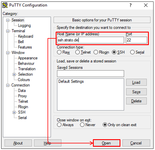 putty - login