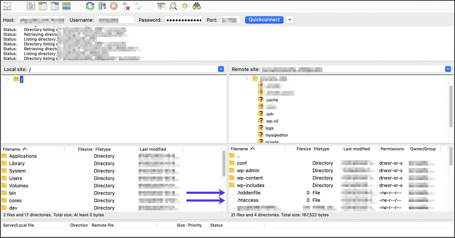 Filezilla - versteckte Dateien Filezilla - versteckte Dateien