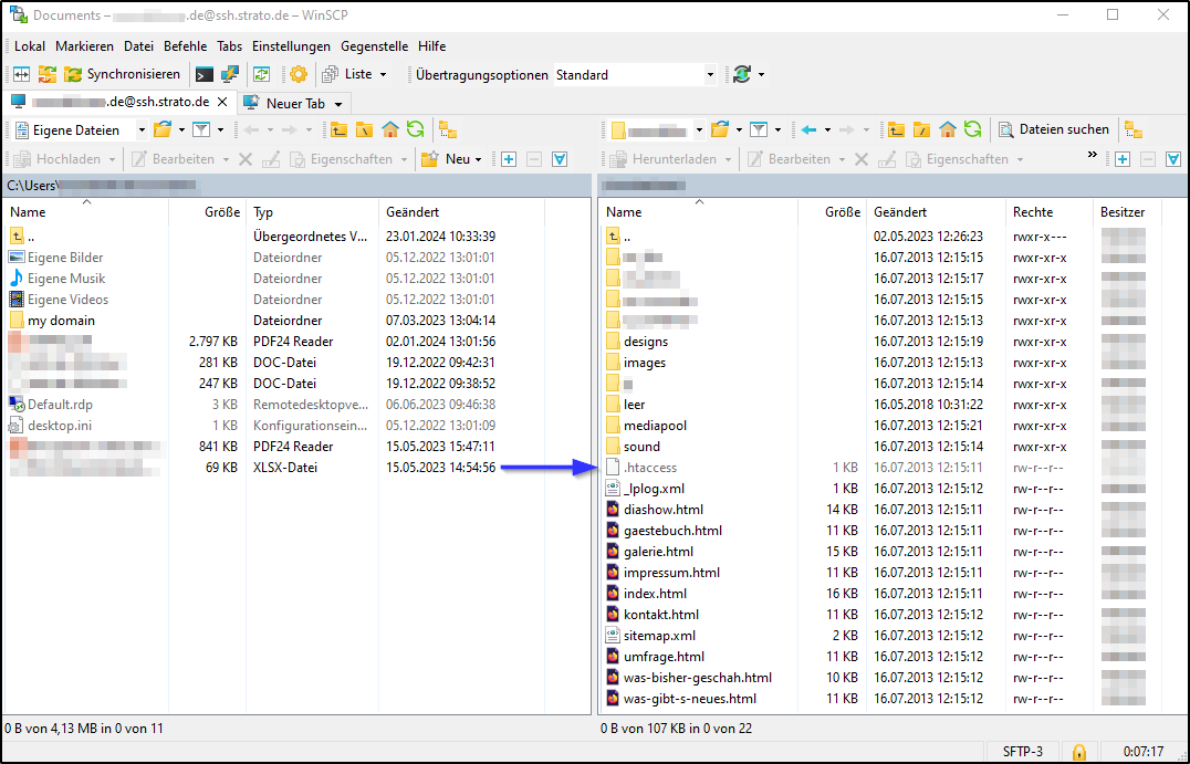 WinSCP - versteckte Dateien WinSCP - versteckte Dateien