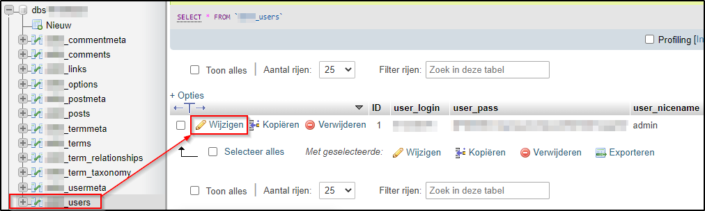 Table users Table users