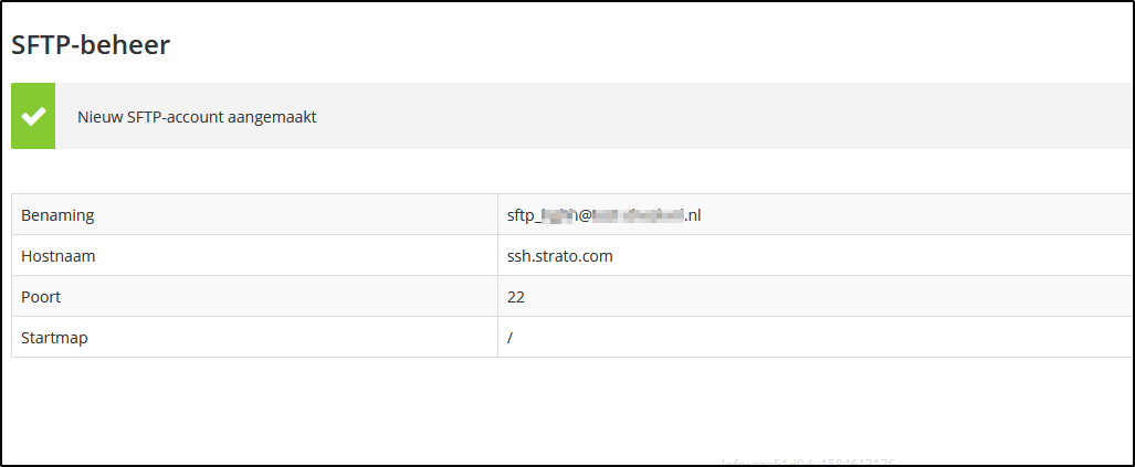 sftp-account aangemaakt sftp-account aangemaakt