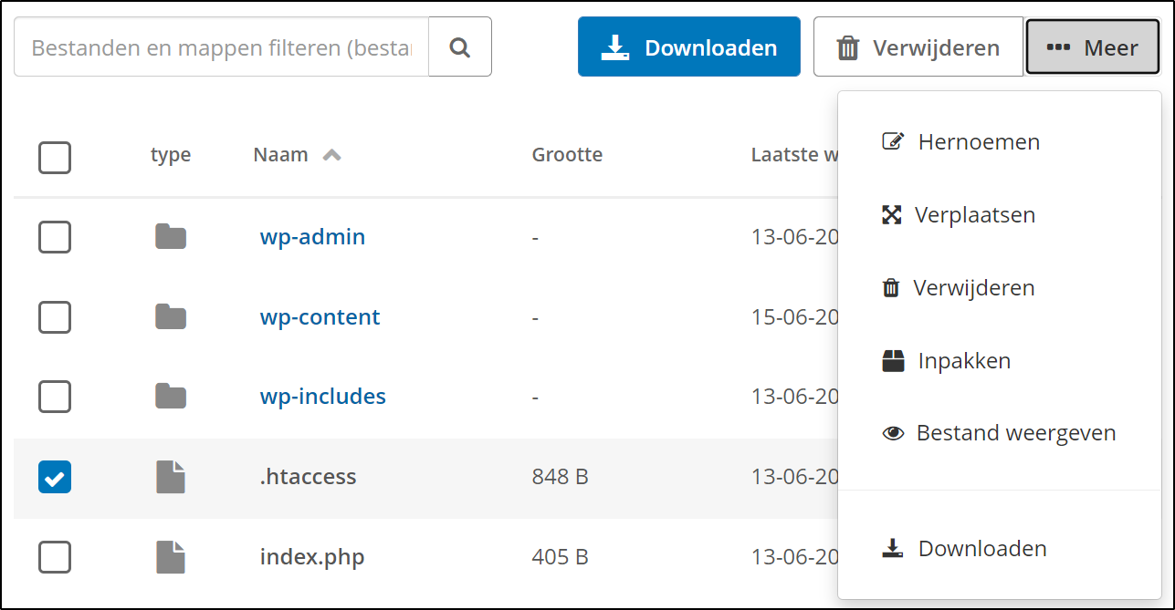 bestand opties bestand opties