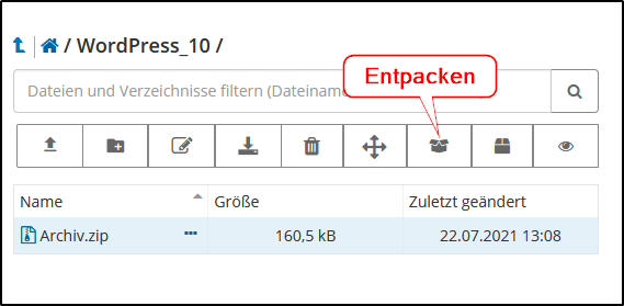 Menüleiste Archiv
