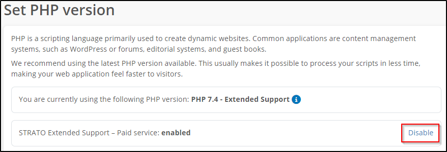 What is STRATO PHP Extended Support? | STRATO