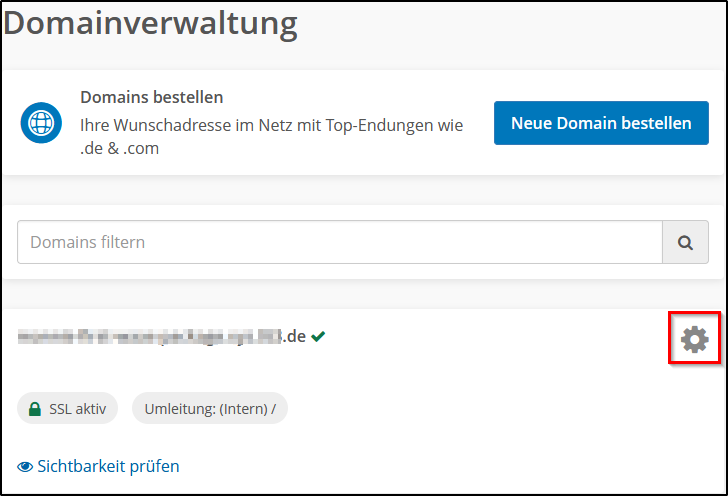 Domainverwaltung Domainverwaltung