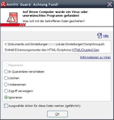 Virus Warnung
