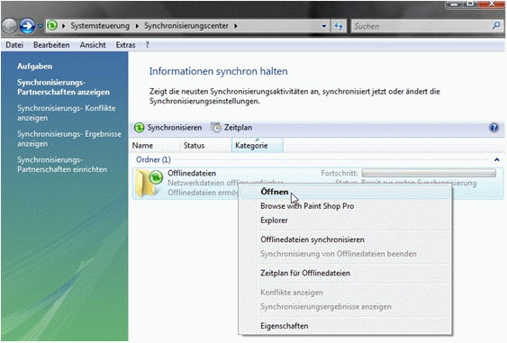 Windows Vista Synchronisierungscenter Deaktivieren
