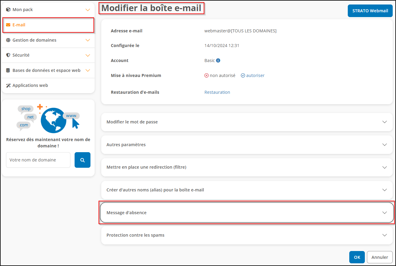 Message d'absence 1 Message d'absence 1