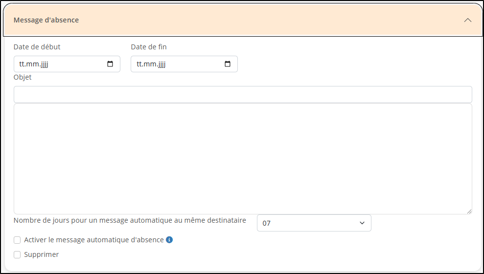 Message d'absence 2 Message d'absence 2
