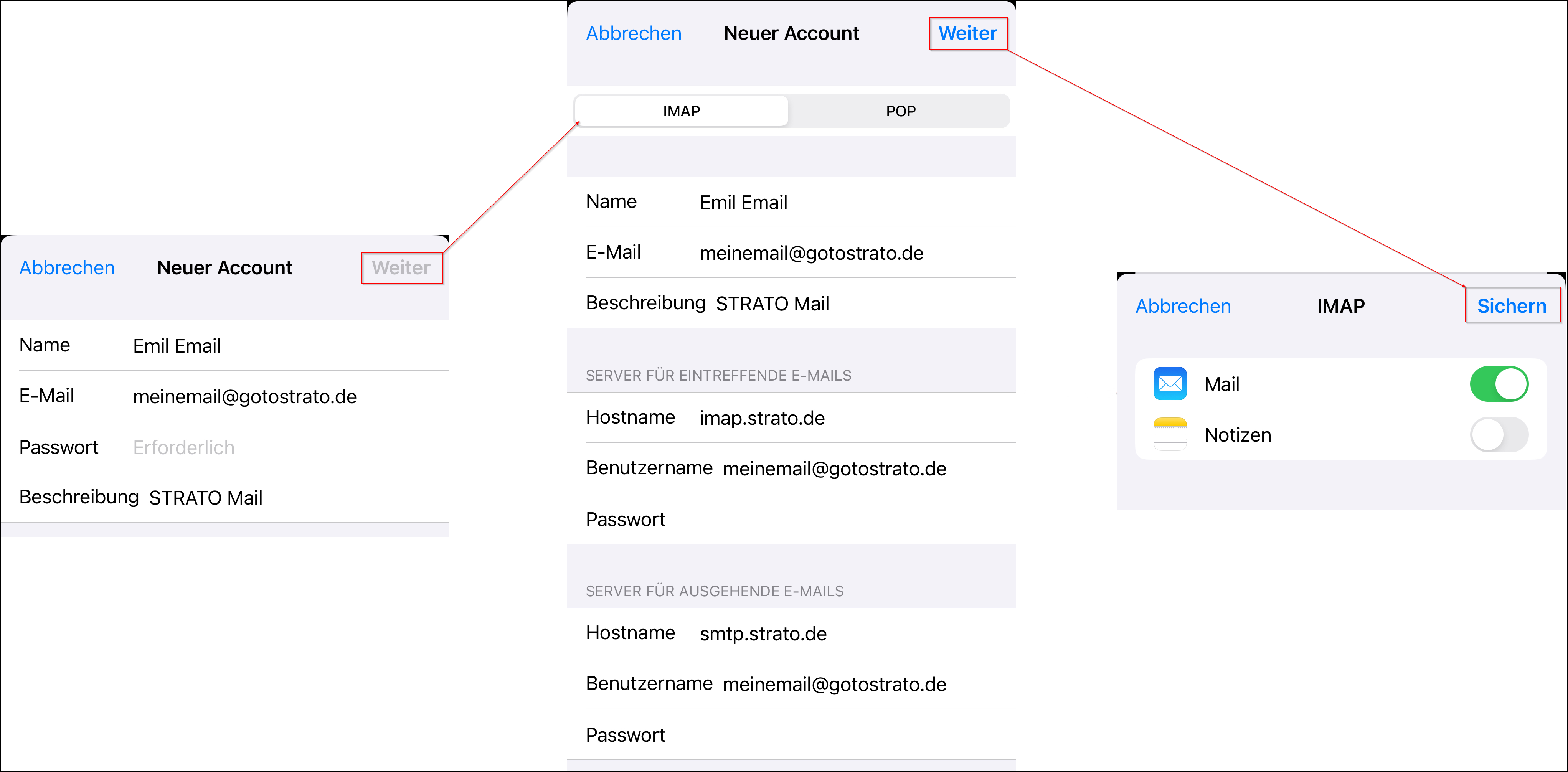 Neues Mail-Konto (iPhone) Neues Mail-Konto (iPhone)
